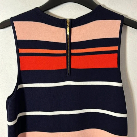 Eliza J Sleeveless Back Zip Dress Size Large Striped Navy Knit A LIne Tank - Picture 7 of 8